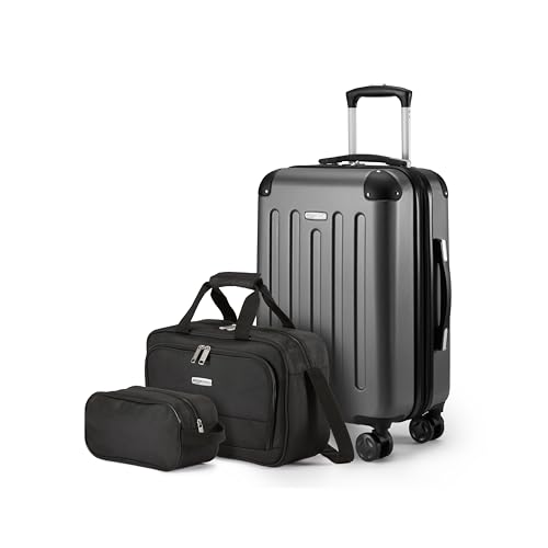 Amazon Basics Set di Valigie Rigide 3 Pezzi Espandibili con Ruote Girevoli