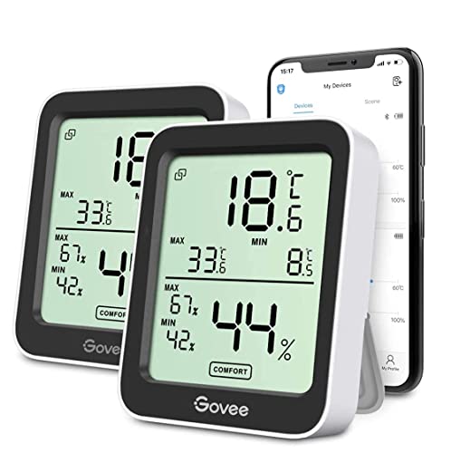 Govee Termometro Igrometro Bluetooth 2 Pezzi, Sensore Temperatura Umidità con App