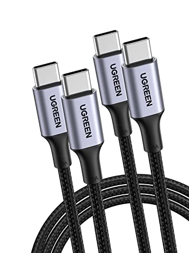 UGREEN 100W Cavo USB C 2Pack, Cable Type C in Nylon, Compatibile con MacBook iPad Pro Air M2, ASUS, Acer, HP, iPhone 17 Pro Max Air/16/15 Plus Pro Max, Galaxy S26 Ultra S25, Pixel 10 9.