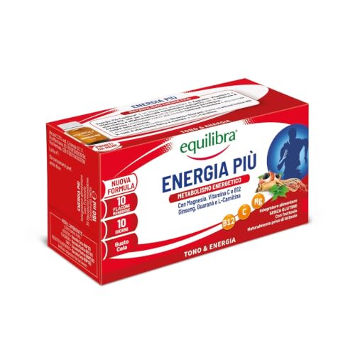 Equilibra Energia Più Integratore Magnesio Vitamina C B12 Ginseng Guaranà L-Carnitina Gusto Cola 10 Flaconcini