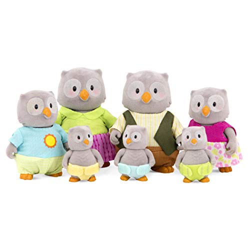 Li'l Woodzeez Famiglia di Gufi McHoot, Set di Figurine Snodate