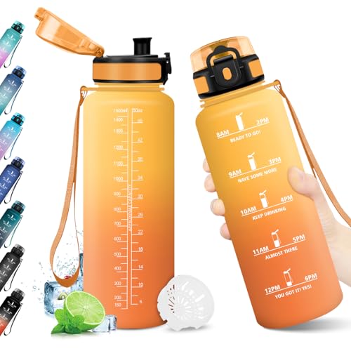 KollyKolla Borraccia 1.5L con Filtro e Indicatore del Tempo Motivazionale