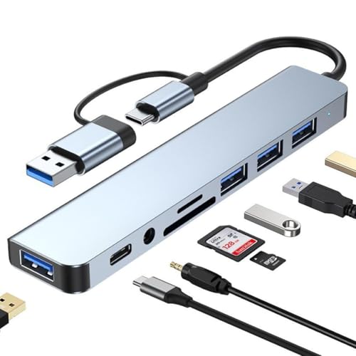 GYCAQAC Hub USB-C 8-in-2 Multiporta con Lettore SD/TF e HDMI 4K