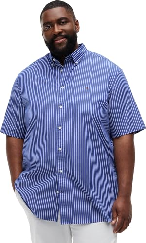 Tommy Hilfiger Camicia Flex Poplin Maniche Corte Wedge Blue Stripe