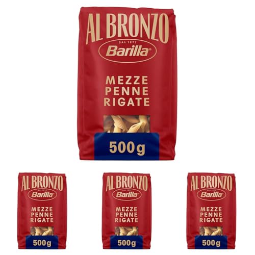 Barilla Pasta Al Bronzo Mezze Penne Rigate 100% Grano Italiano, Pasta
