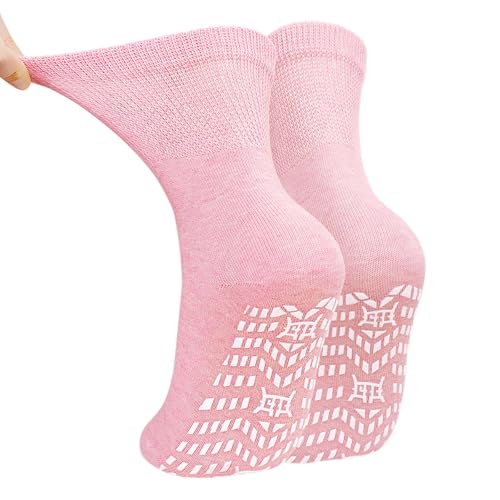 PUTUO Calze Antiscivolo Senza Elastico: Calzini Sportivi Traspiranti con Grip in Gomma per Donna - Calziniper Antiscivol in Cotone per Ciclismo Trekking Yoga e Pilates