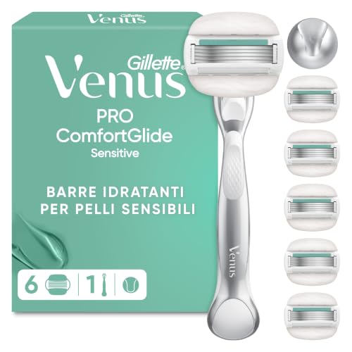 Gillette Venus ComfortGlide Sensitive Rasoio Donna 5 Lame, 1 Manico + 6 Lamette