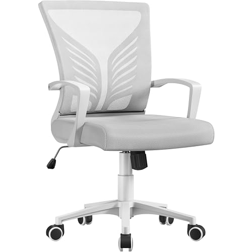 Yaheetech Sedia da Scrivania Ufficio Ergonomica a Rotelle Girevole Reclinabile in Rete Traspirante con Braccioli Altezza Regolabile Portata 136 kg
