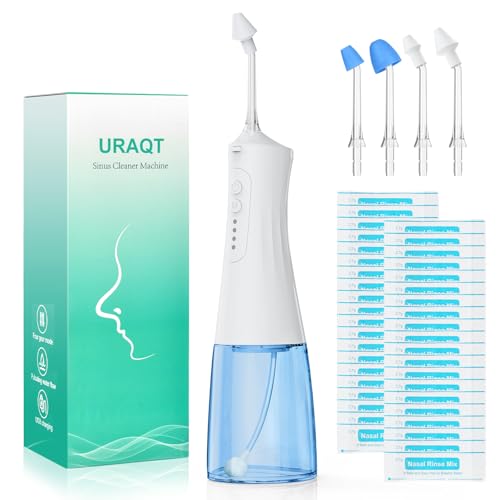 URAQT Lavaggio Nasale Elettrico Neti Pot 300ml con 40 Sali