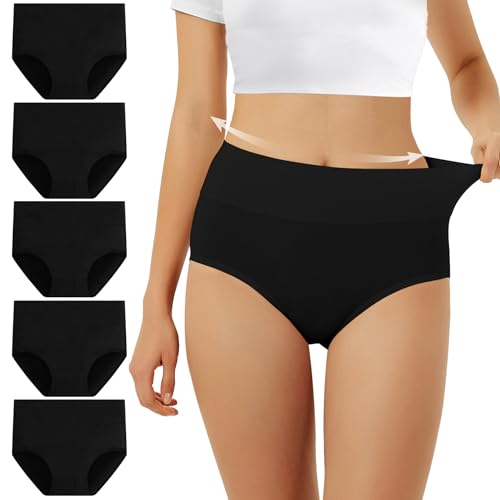 FALARY Mutande Vita Alta Donna in Cotone, Pacco da 5