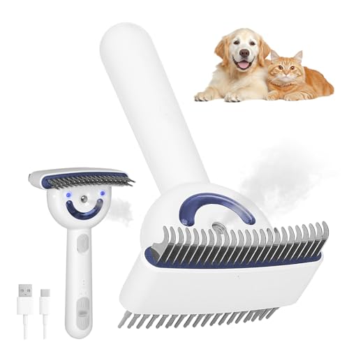 Spazzola a Vapore 3 in 1 per Cani e Gatti con Sterilizzazione UV, Ricaricabile