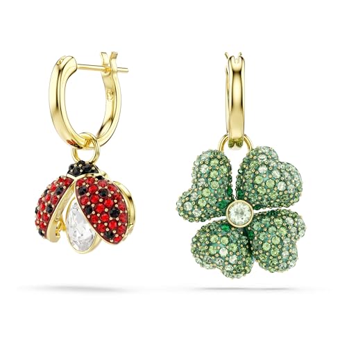 Swarovski Idyllia Orecchini pendenti Set 3 pezzi Coccinella quadrifoglio fragola Placcato oro