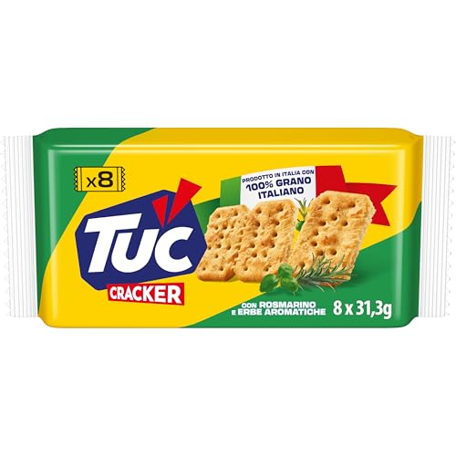 Tuc Cracker, Gusto Rosmarino ed Erbe Aromatiche, Cotto al Forno con Grano 100% Italiano, 250g