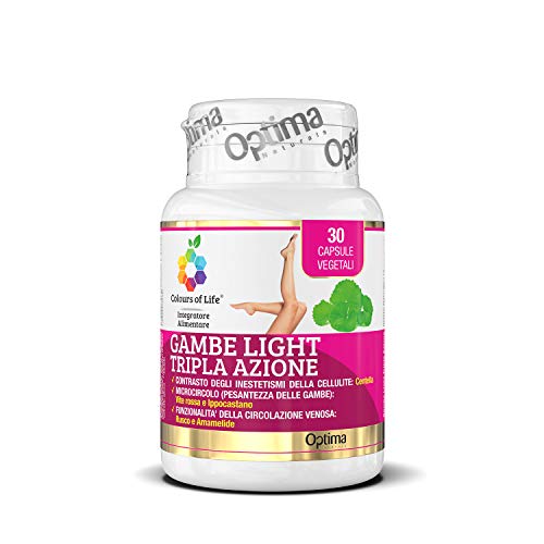 Colours of Life Gambe Light Tripla Azione - Integratore Di Vite Rossa, Centella, Rusco, Ippocastano E Amamelide - 30 Capsule Vegetali