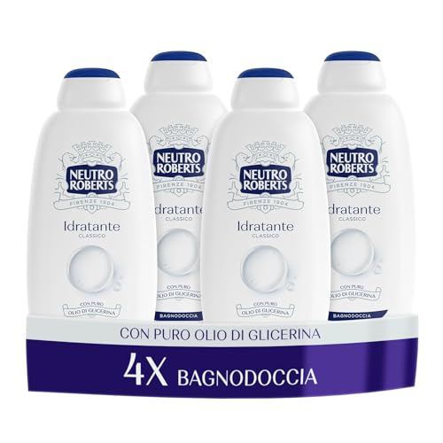Neutro Roberts Bagnoschiuma Idratante con Glicerina Naturale, 4 Flaconi da 600 ml