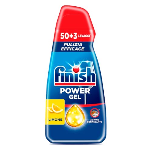Finish Power Gel, Gel Detersivo Lavastoviglie, 50+3 lavaggi, Limone