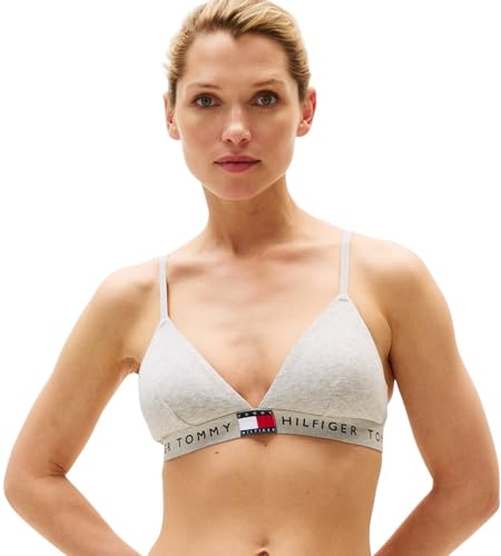 Tommy Hilfiger Donna Reggiseno a Triangolo con Fascia con Logo, Grigio (Light Grey Heather)