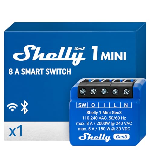 Shelly 1 Mini Gen3, Intelligente 1 Canale, Domotica, Alexa Google