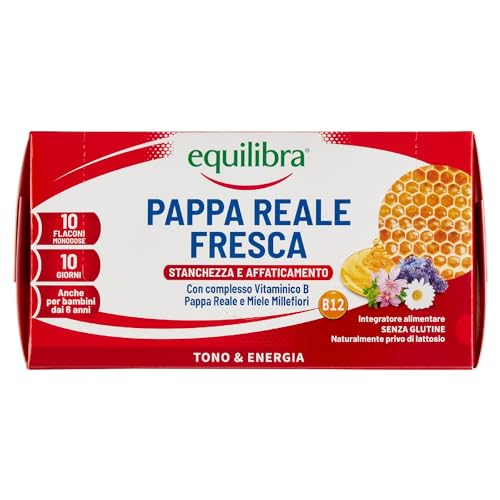 Equilibra Pappa Reale Fresca con Miele Millefiori e Vitamine B, 10 Flaconcini