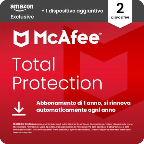 McAfee Total Protection 2026 - Antivirus, VPN e Password Manager, 2+1 Dispositivi, Abbonamento 1 anno