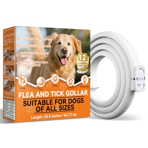 Collare Antiparassitario per Cani, Regolabile e Impermeabile con Protezione Naturale, 65cm Adatto a Tutte le Taglie, Protezione Efficace per 12 Mesi (