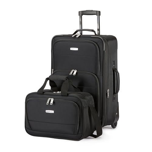 Amazon Basics Set 2 Bagagli Impilabili Espandibili 58 cm e Borsa 25 cm