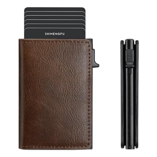 ZYOMVUN Portafoglio Uomo Slim Alluminio Pop Up con Chiusura Magnetica