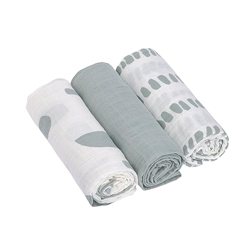 LÄSSIG Coperta Puck Neonati Set 3 Pezzi Cotone Strokes Silver Grey
