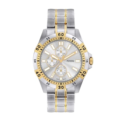 Fossil Garrett Orologio Uomo, Movimento Multifunzione al Quarzo con cinturino in acciaio inossidabile o pelle