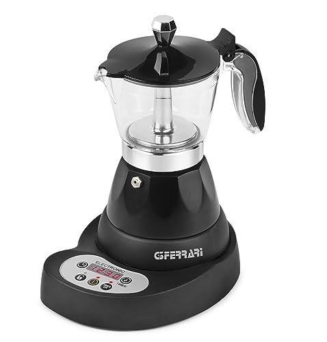 G3 Ferrari Moka in 400 W, 3 tazze, Mantenimento in caldo, Alluminio, Nero