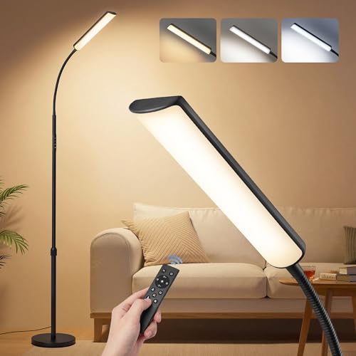 VASAGLE Lampada da Terra a LED in Metallo, Piantana Moderna Dimmerabile