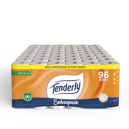 Tenderly Carta Igienica Salvaspazio 90 Rotoli, 2 Veli, con Malva e Calendula