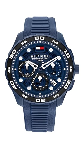 Tommy Hilfiger Orologio Cronografo al Quarzo da Uomo con Cinturino in Silicone Blu Navy