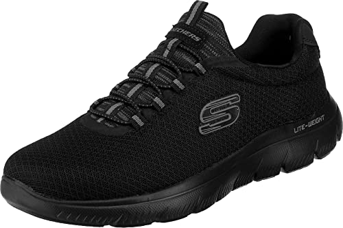 Skechers Uomo Summits 52811 Scarpe da ginnastica, Black Mesh/Charcoal Trim
