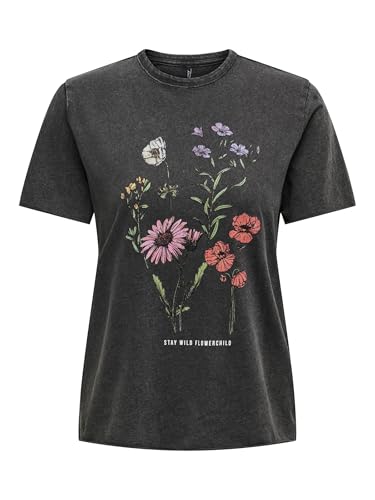 ONLLUCY Maglietta Donna Maniche Corte Scollo Rotondo Flowerchild