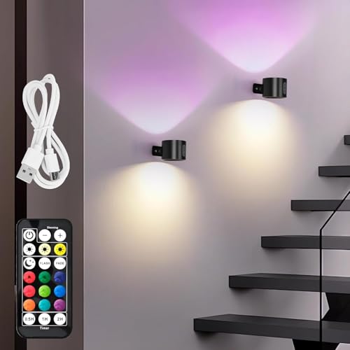 LuminexDesigns Set 2 Applique LED Ricaricabile Nero