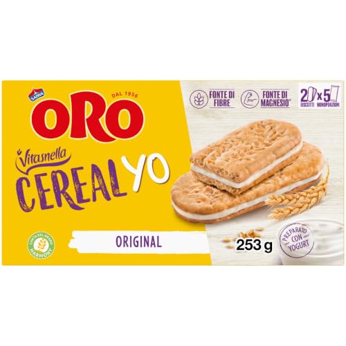 Oro Vitasnella Cereal Yo Original Biscotti con Ripieno di Yogurt Bianco, 5 Monoporzioni da 50,6g