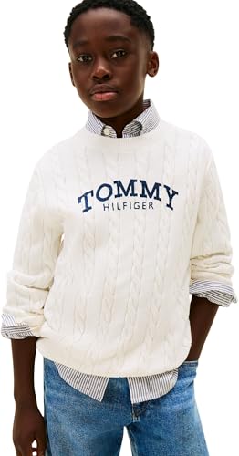 Tommy Hilfiger Bambino Pullover Graphic Cable Sweater Motivo a Trecce, B