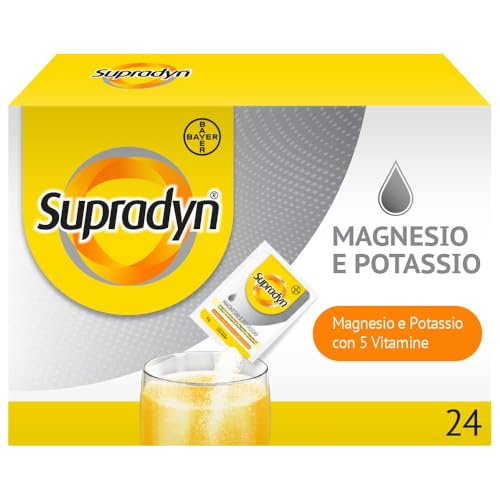 Supradyn Magnesio e Potassio Integratore Multivitaminico, 24 Bustine Effervescenti Gusto Arancia