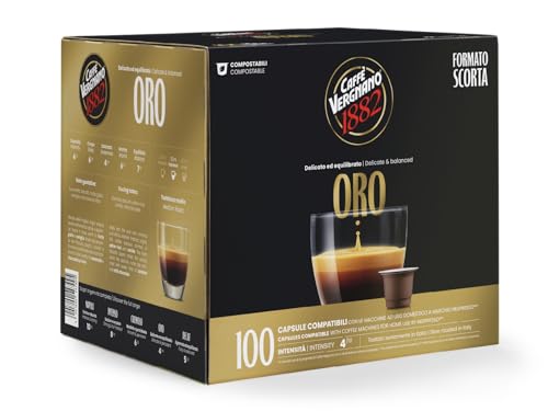 Caffè Vergnano 1882 Capsule Oro Compatibili Nespresso, 100 Capsule