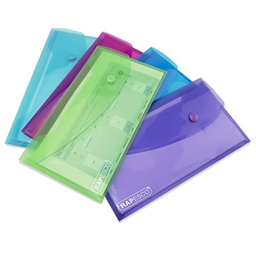Rapesco 0690 ECO Busta Portadocumenti con Bottone, DL, Confezione da 5