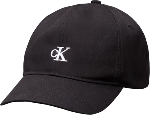 Calvin Klein Bambini Unisex Cappellino Monogram Baseball in Cotone, Nero (CK Black)