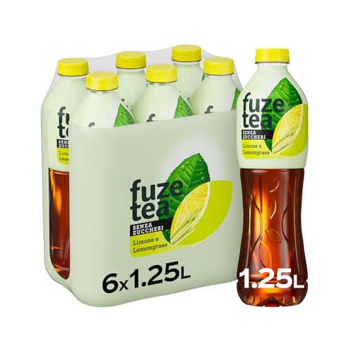 Fuze Tea Tè Freddo al Limone e Citronella, Senza Zuccheri, 6 Bottiglie da 1.25 L