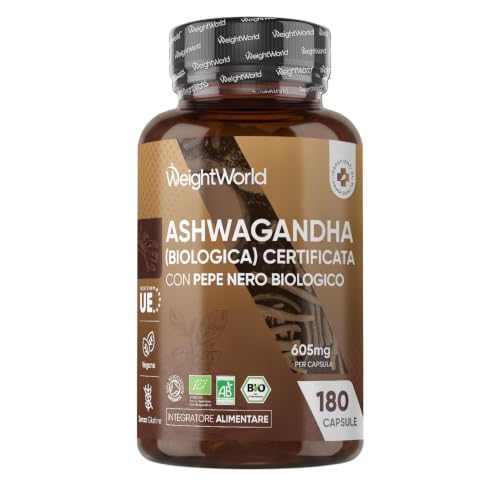 Ashwagandha e Pepe Nero Bio, 180 Capsule Vegane, 6 Mesi di Scorta