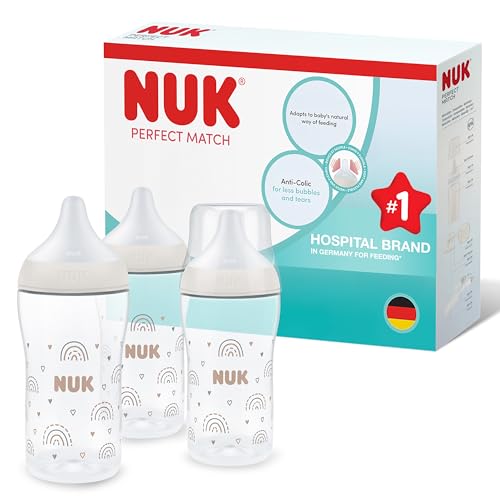 NUK Perfect Match Set Biberon 3+ mesi 260 ml Anti-colica 3 pezzi