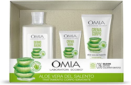 Omia Aloe Vera del Salento Confezione Regalo Donna, Set Bagno con Crema Mani, Crema Corpo e Bagnoschiuma