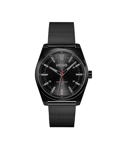 HUGO Orologio Uomo con Movimento Quarzo, Cassa 40mm Acciaio Nero