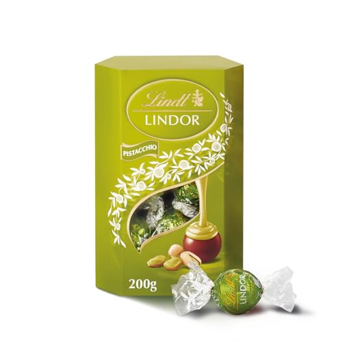 Lindt Lindor Praline Cioccolato al Latte con Ripieno Pistacchio, 200g