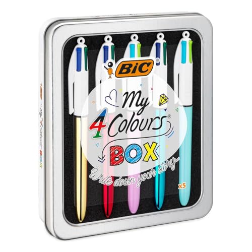 BIC 4Colori Box Penne Multicolore a Sfera, Confezione da 5