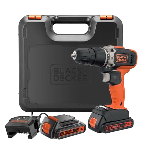 Black+Decker Trapano a Percussione 18V 2 Velocità con 2 Batterie 1.5Ah